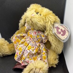 TY Attic Treasures Shelby Bunny Plush Rabbit Floral Dress Collectible 8”